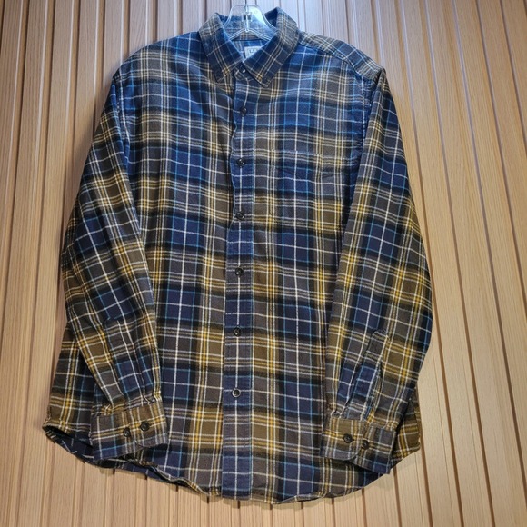 L.L. Bean Other - LL Bean Mens Flannel Shirt Medium Slightly Fitted Plaid Blue Green 298167